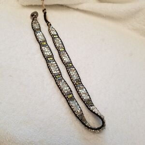 Balla Sparkling Crystal Beaded Necklace Black Cord Adjustable Boho Jewelry